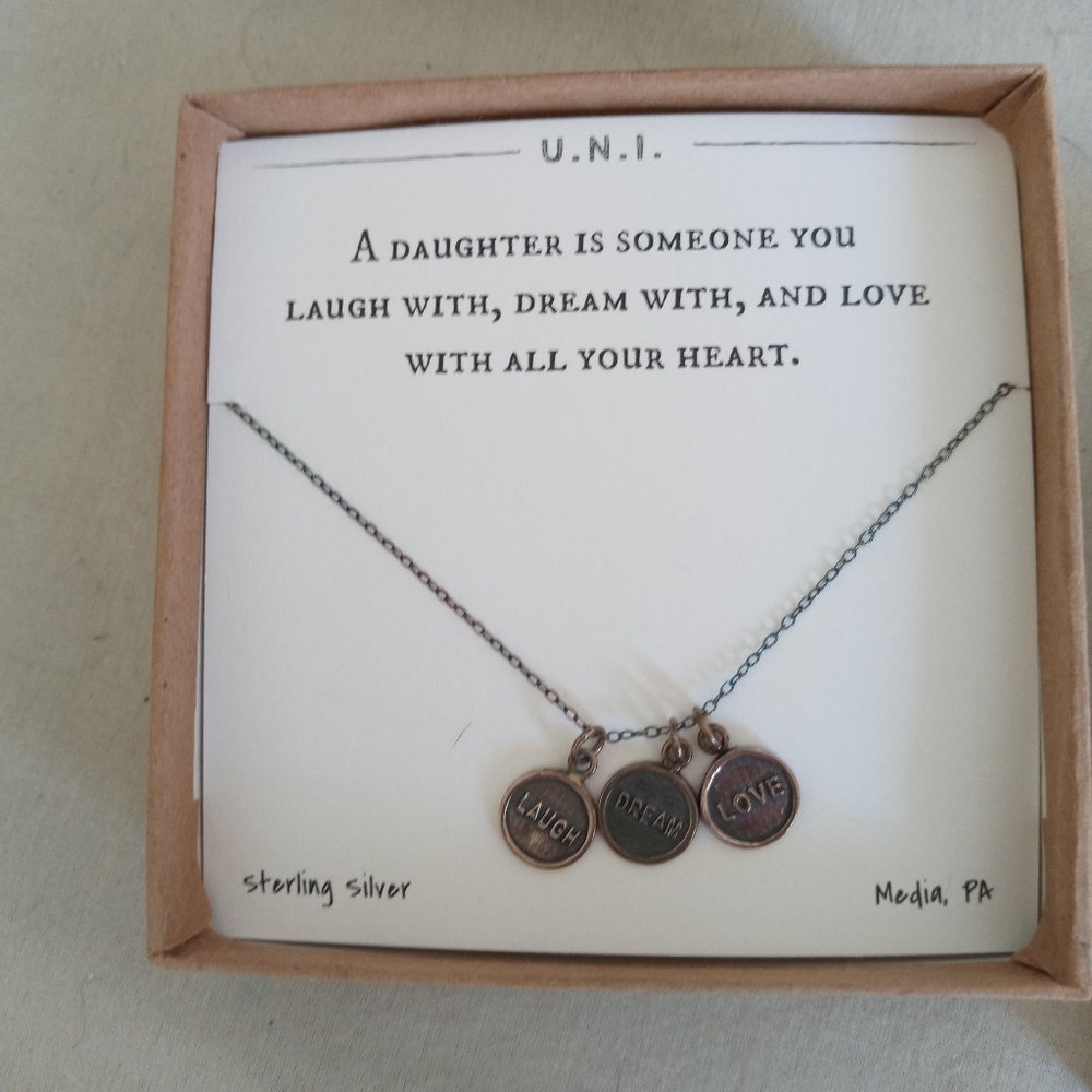 U.N.I. Sterling Silver "Dream, Love, Laugh" Daughter Necklace